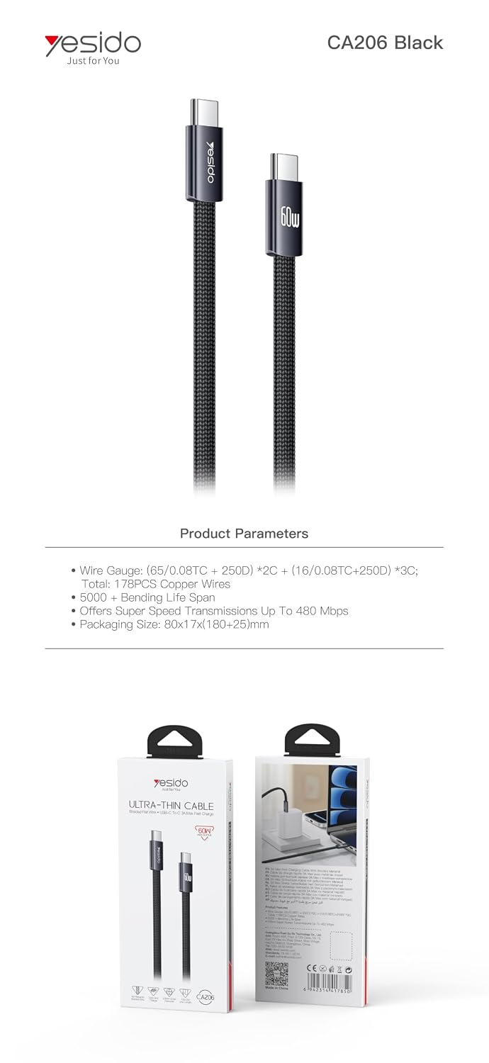 CABLE YESIDO CA206-black BLACK