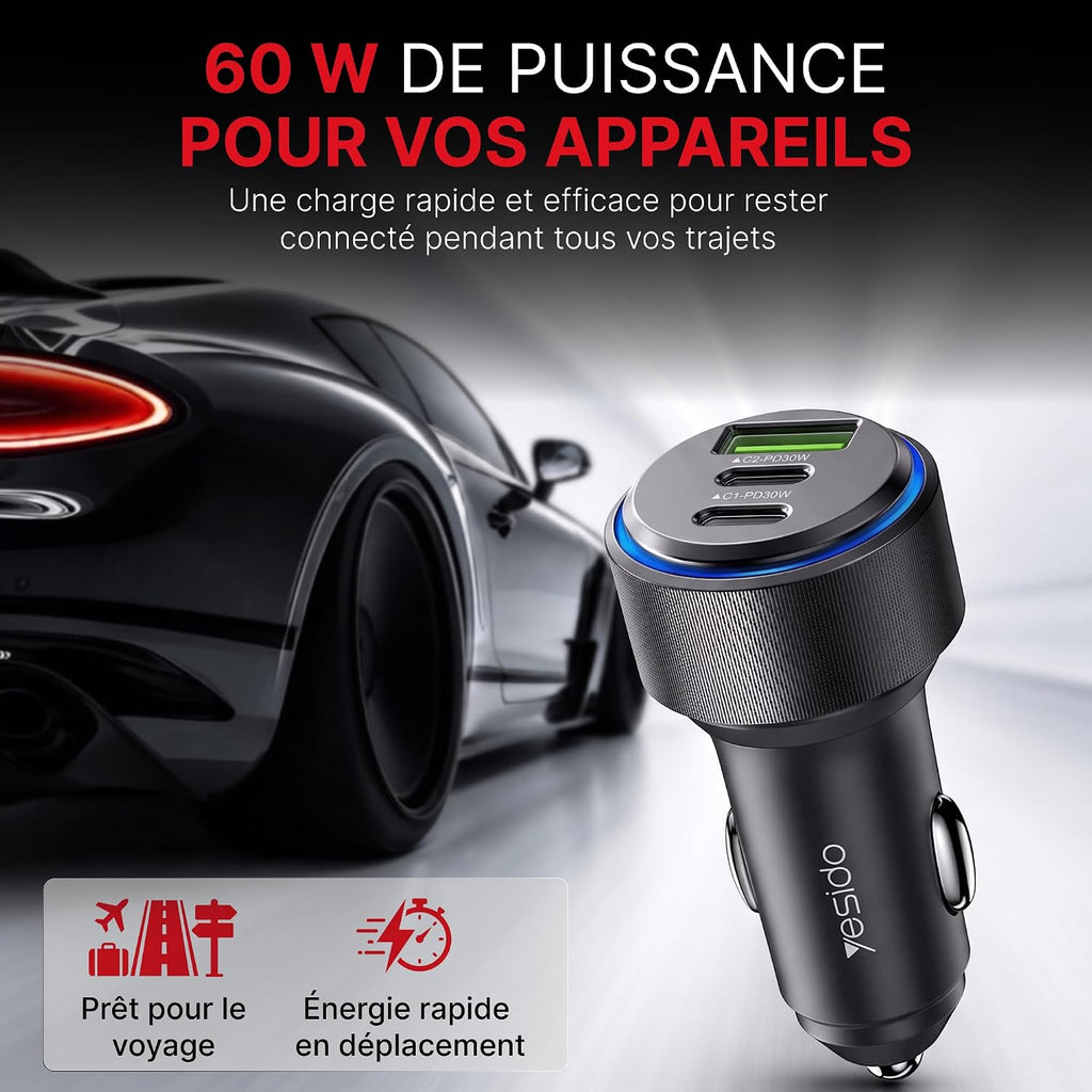 Car charger YESIDO Y50 BLACK