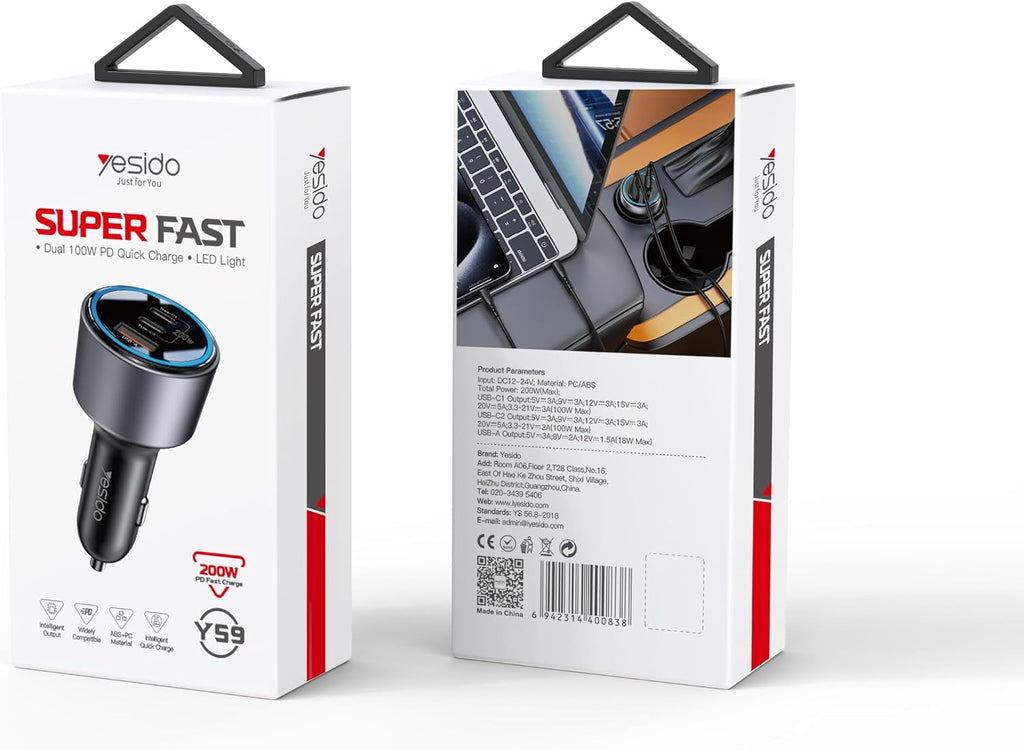 Car charger YESIDO Y59 BLACK