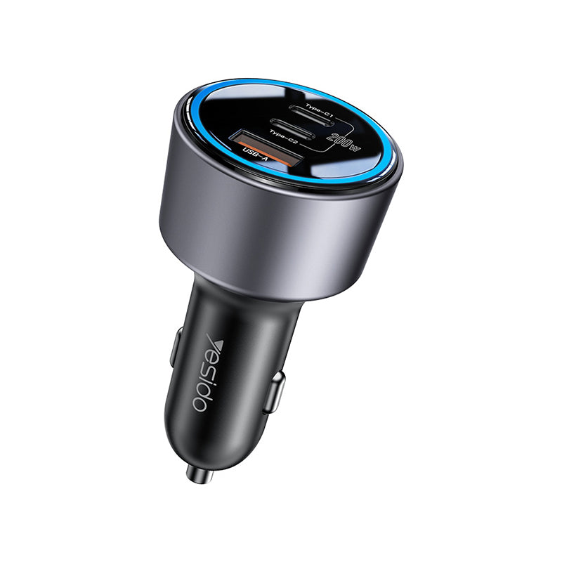 200W USB-A,TYPE-C1,TYPE-C2 Car charger  Y59