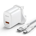 QC18W  USB-A Fast charger with cable ,UK YC85C