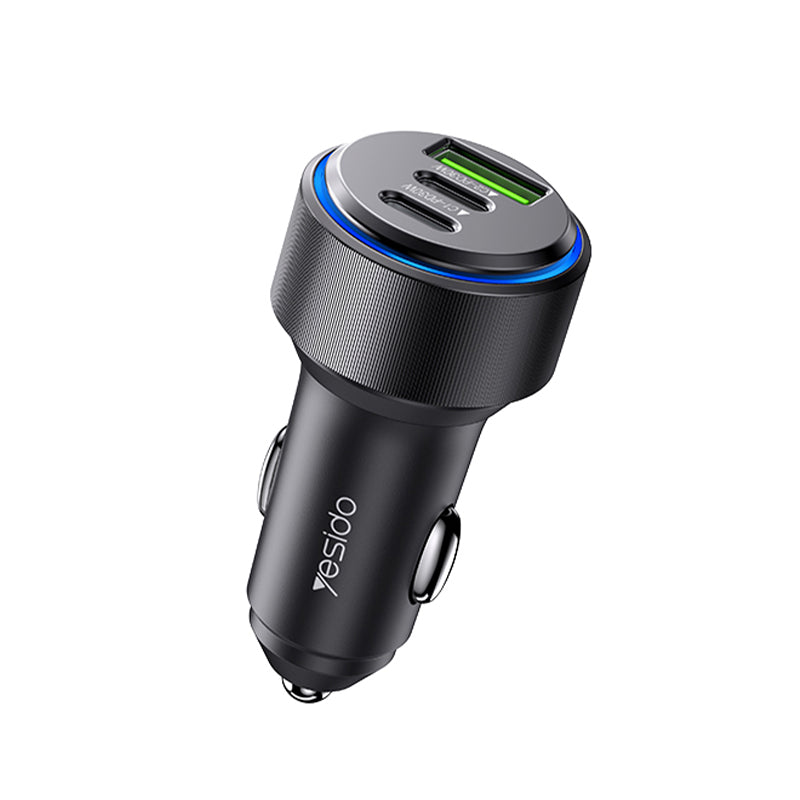 60W aluminum alloy +ABS car charger Y50