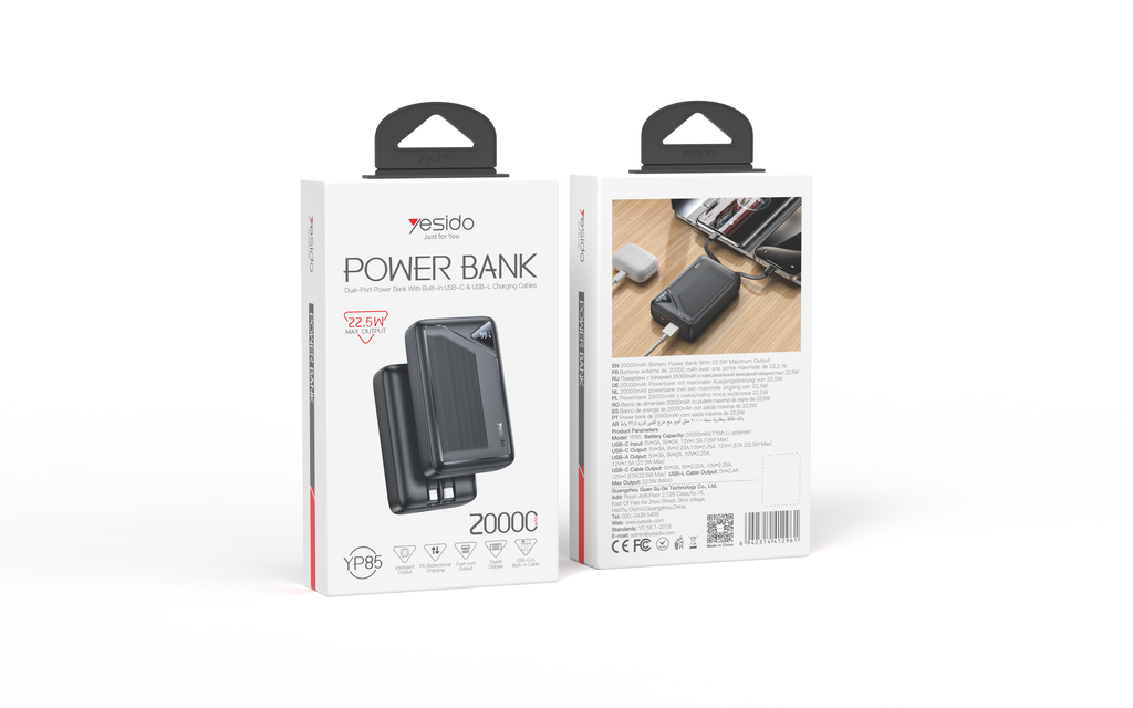 Power bank YESIDO YP85 BLACK
