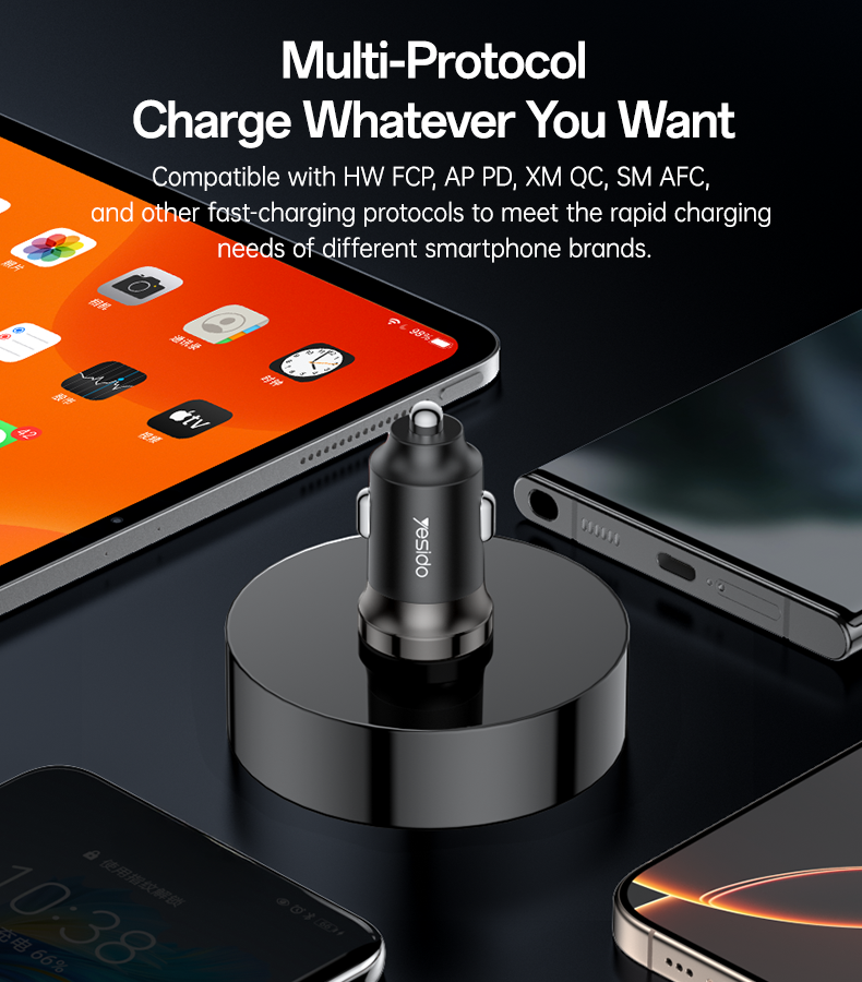 CAR CHARGER YESIDO Y74 Black