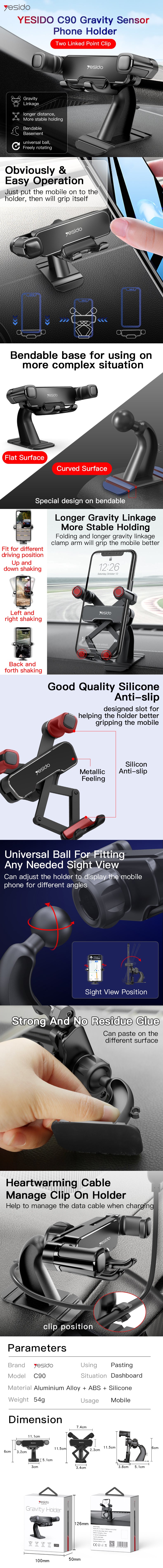 HOLDER YESIDO C90 BLACK