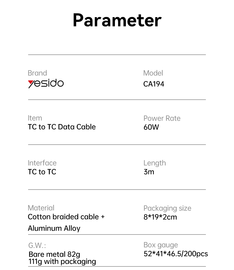 CABLE YESIDO CA194 BLACK