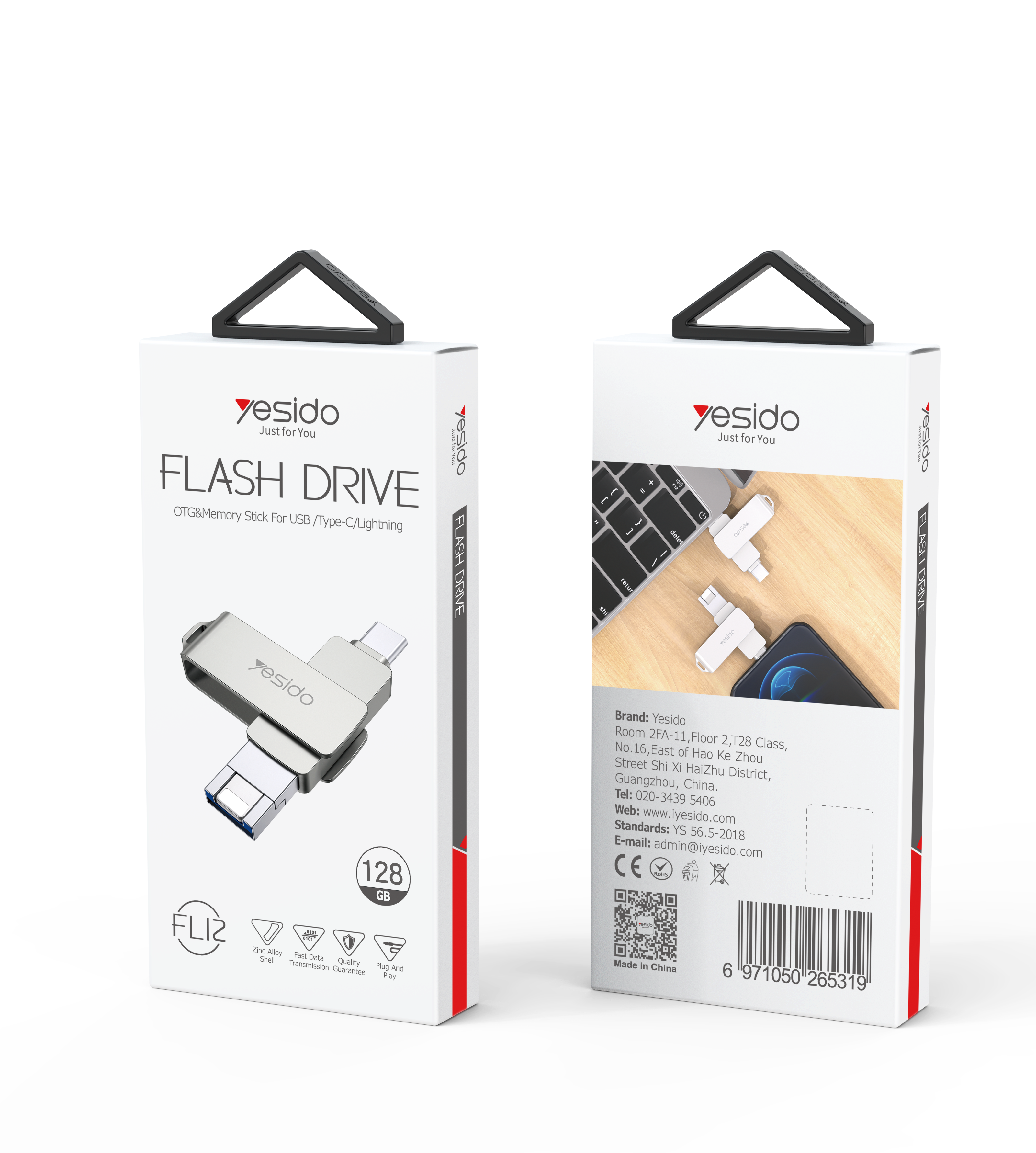Flash Drive YESIDO FL12-128GB SILVER