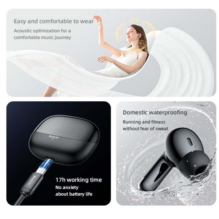 AIRPOD YESIDO TWS26 BLACK