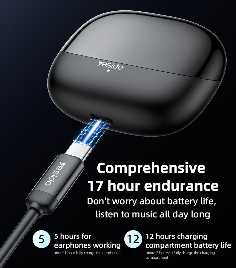 AIRPOD YESIDO TWS26 BLACK