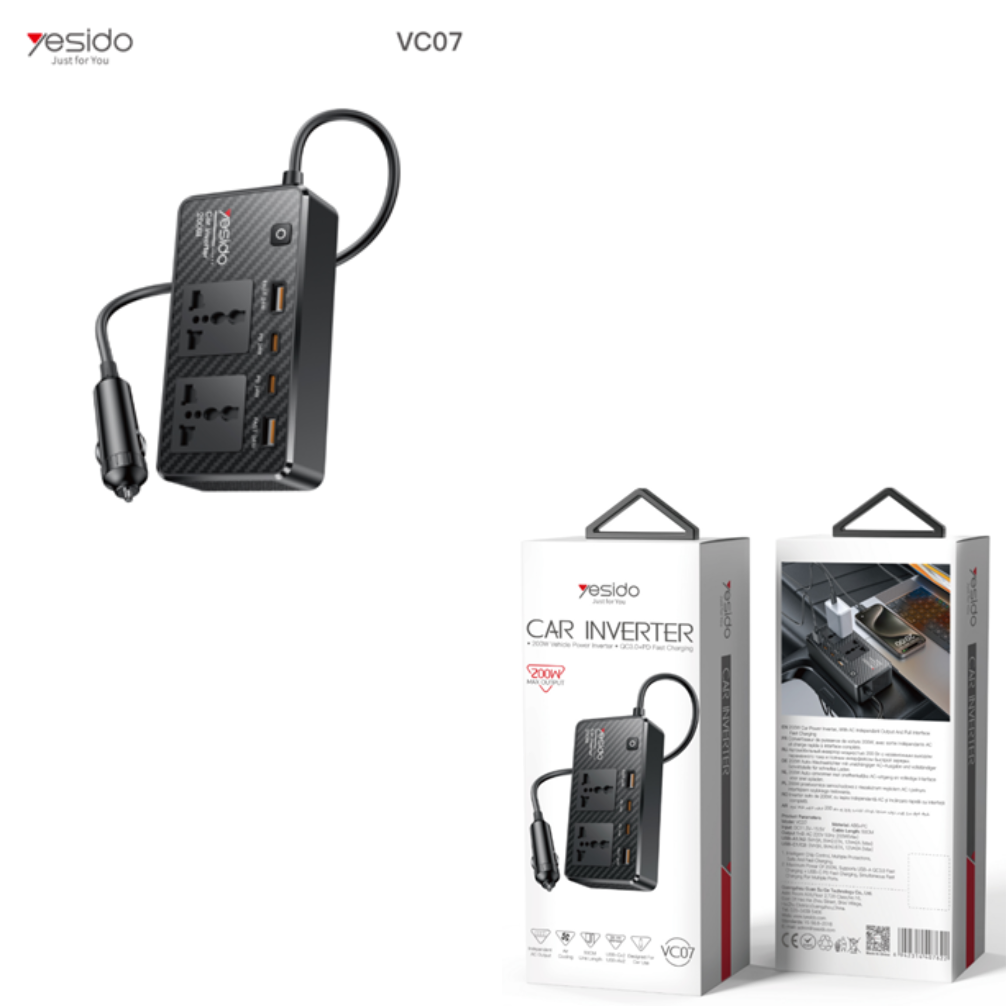 200W Car Charger Inverter VC07