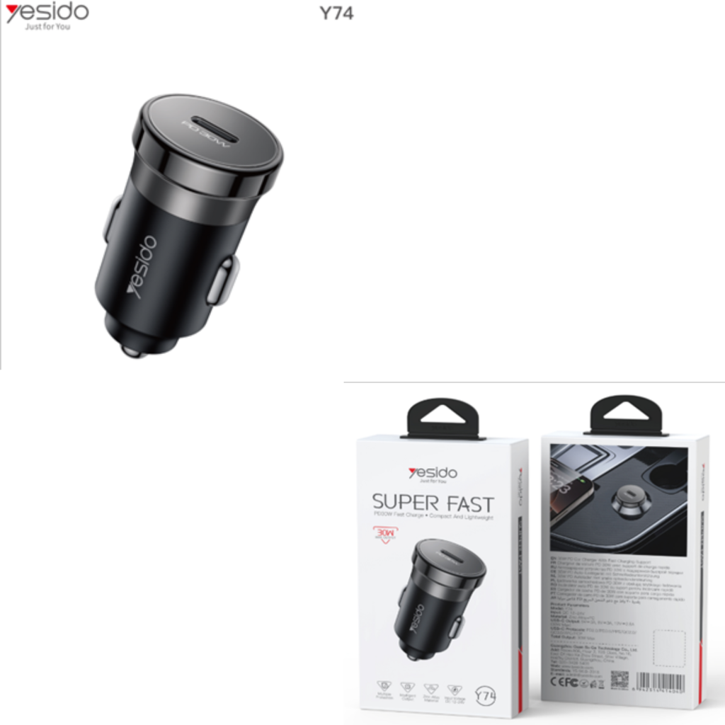 CAR CHARGER YESIDO Y74 Black