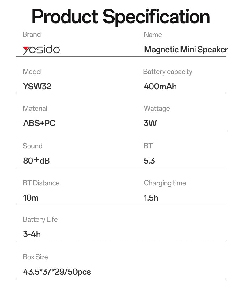 SPEAKER YESIDO YSW32 BLACK