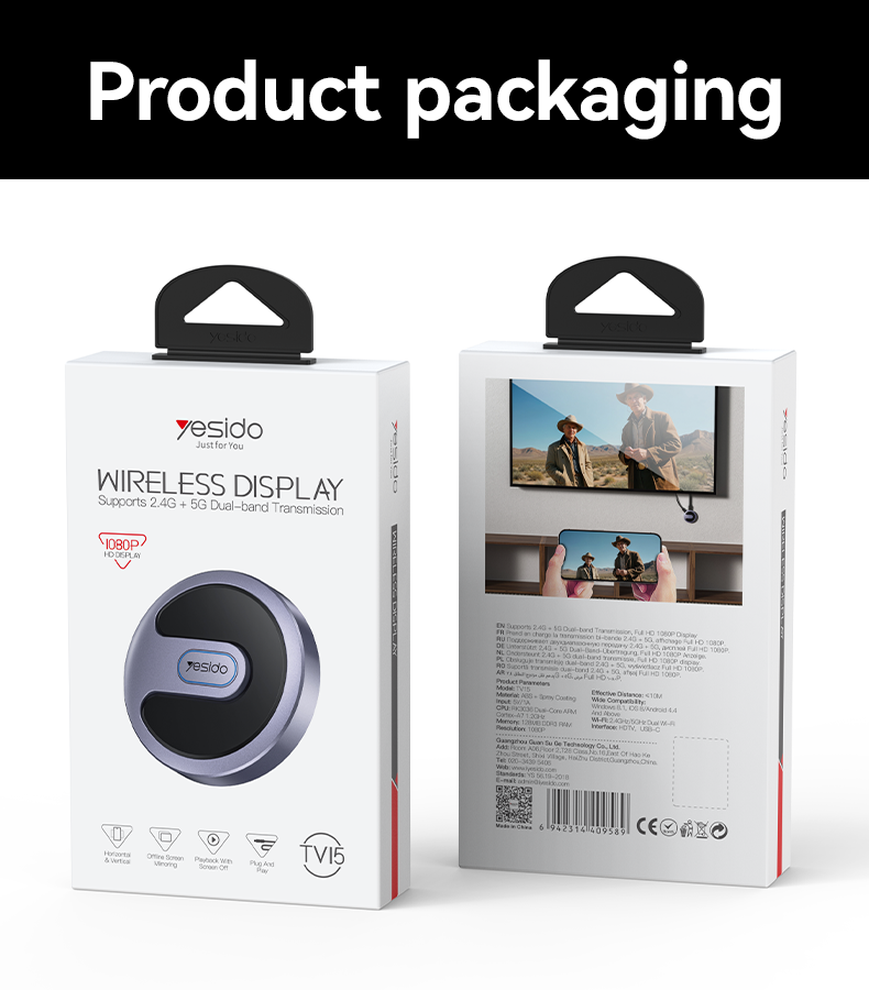 WIRELESS DISPLAY YESIDO TV15 BLACK