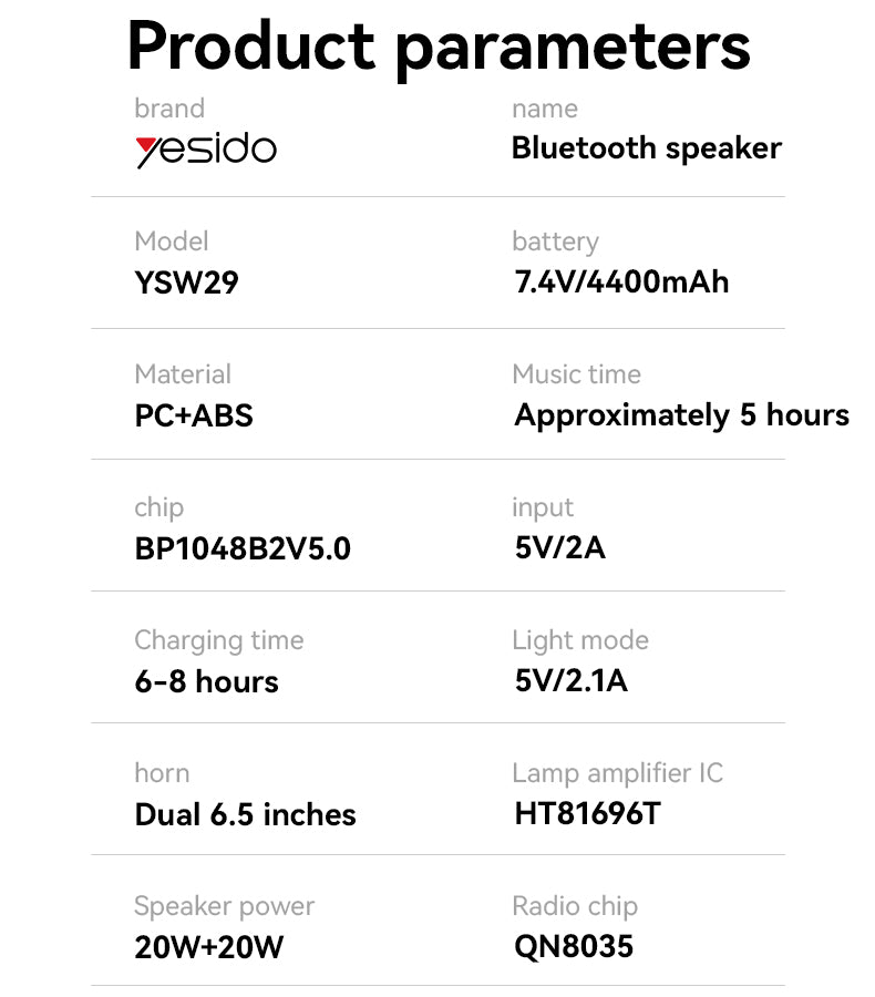 SPEAKER YESIDO YSW29 BLACK