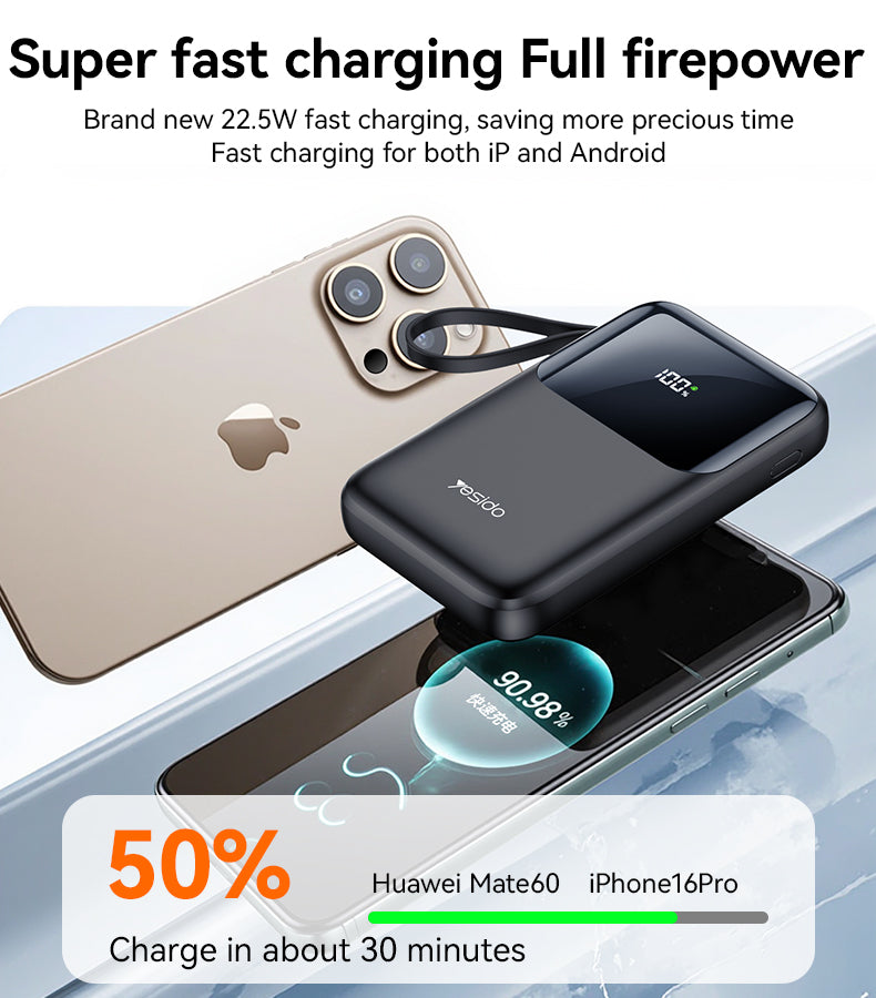 Power bank YESIDO YP71 BLACK