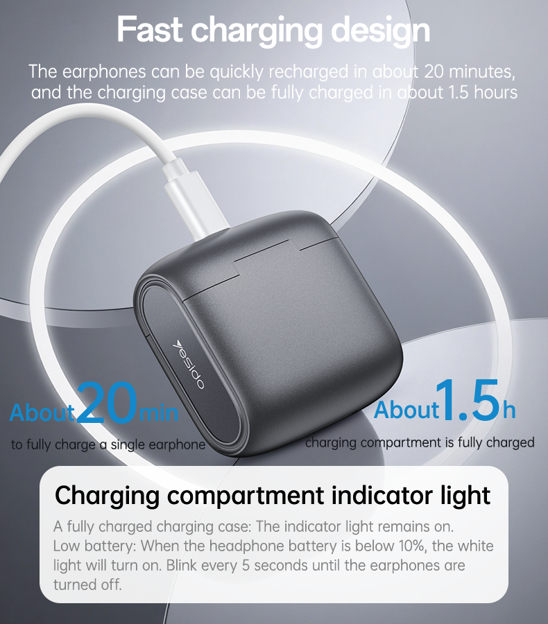 AIRPOD YESIDO YSP28 Black