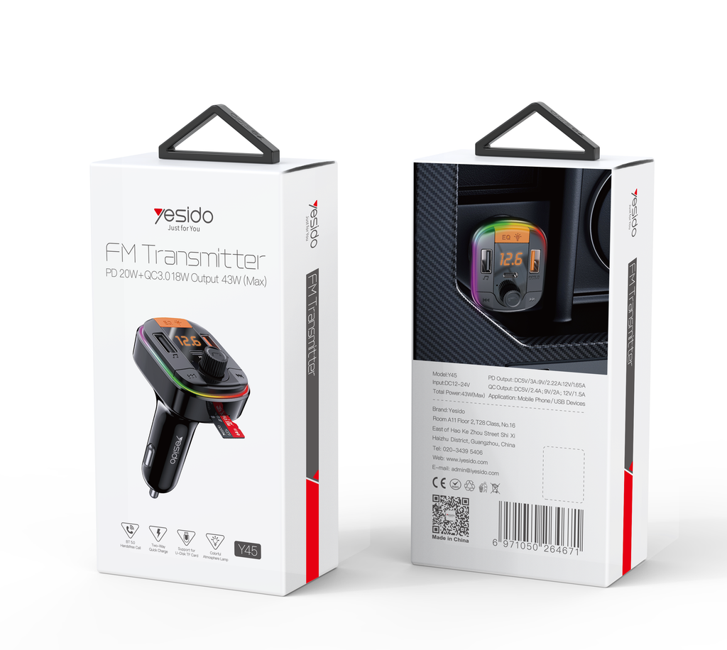 CAR CHARGER YESIDO Y45 Black