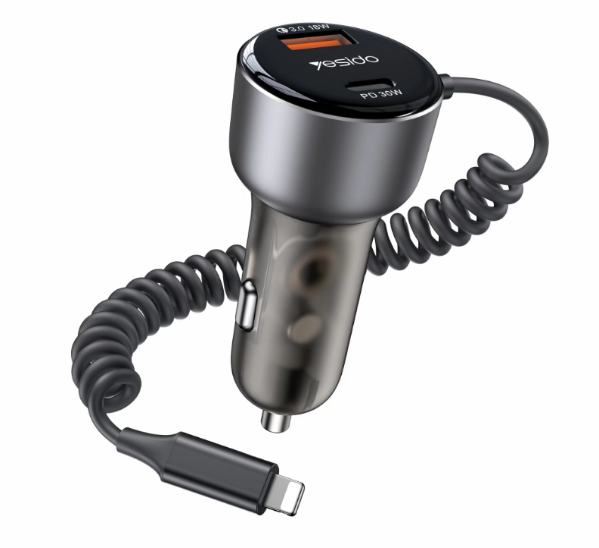 50W Fast Charging Car Charger(Built-in Lightning Cable) Y57