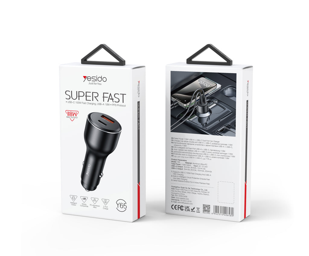 Car charger YESIDO Y65 BLACK