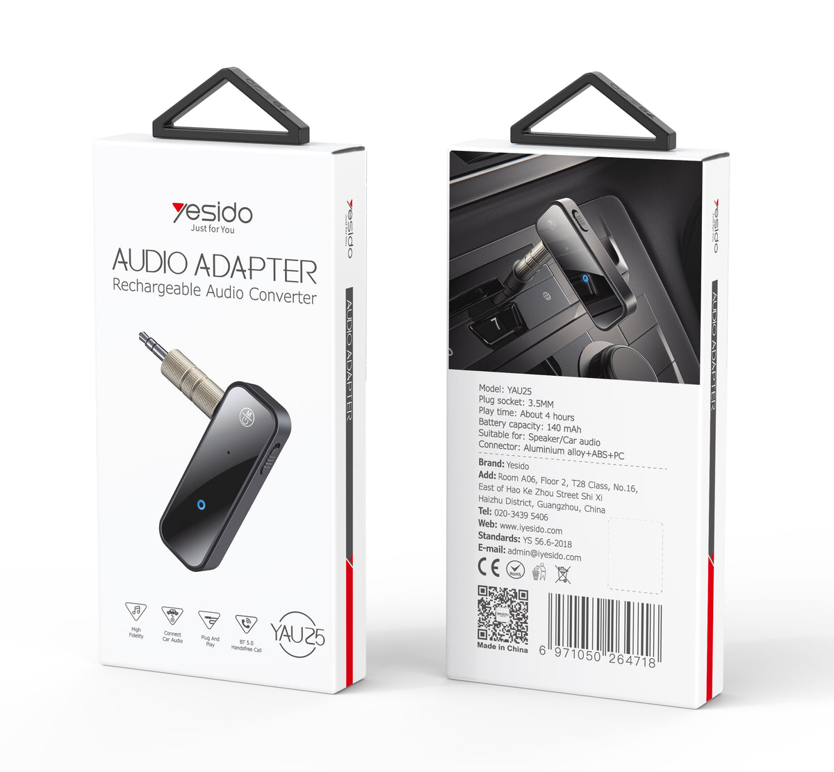 Aux cable YESIDO YAU25 BLACK