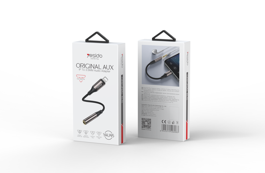 Aux cable YESIDO YAU45 BLACK