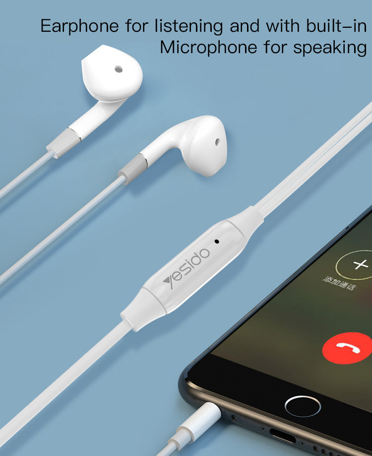 EARPHONE YESIDO YH30 White