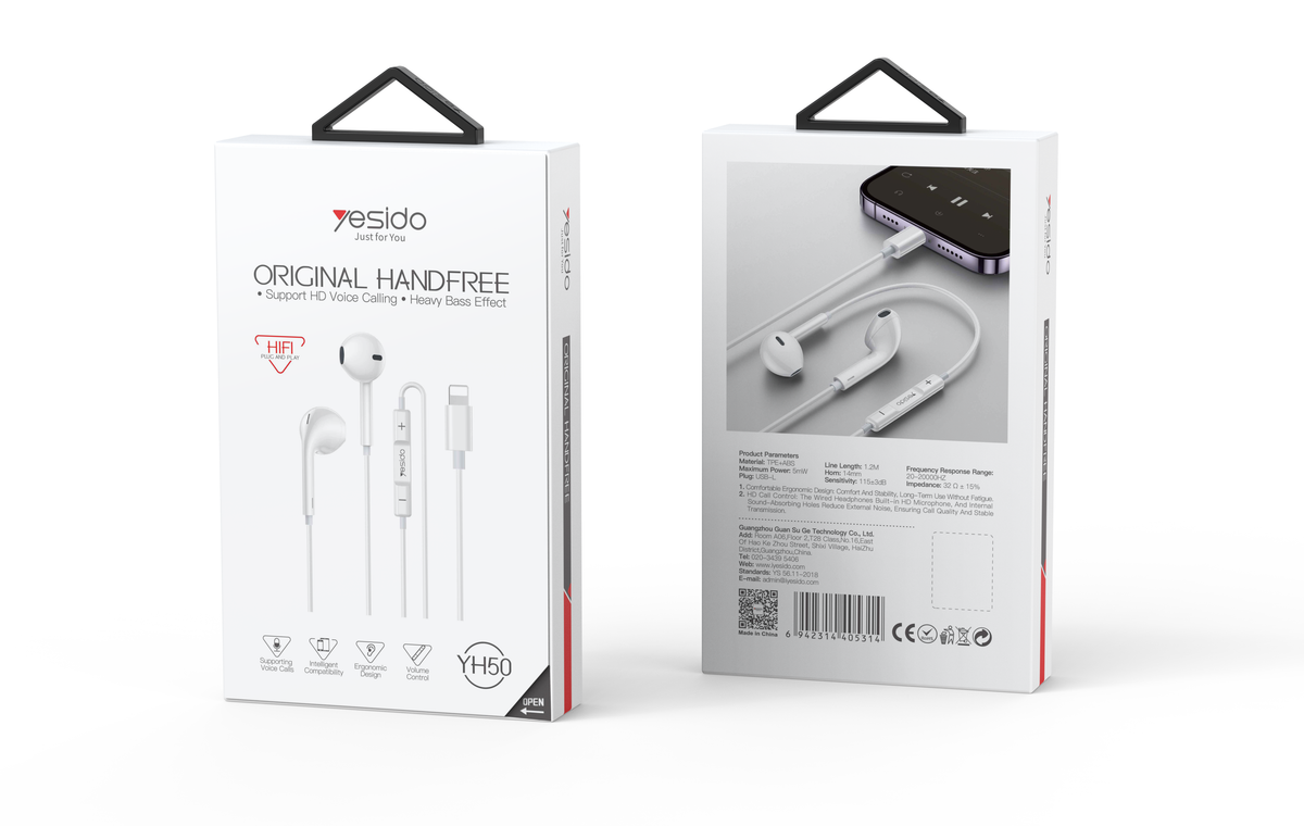 EARPHONE YESIDO YH50 WHITE