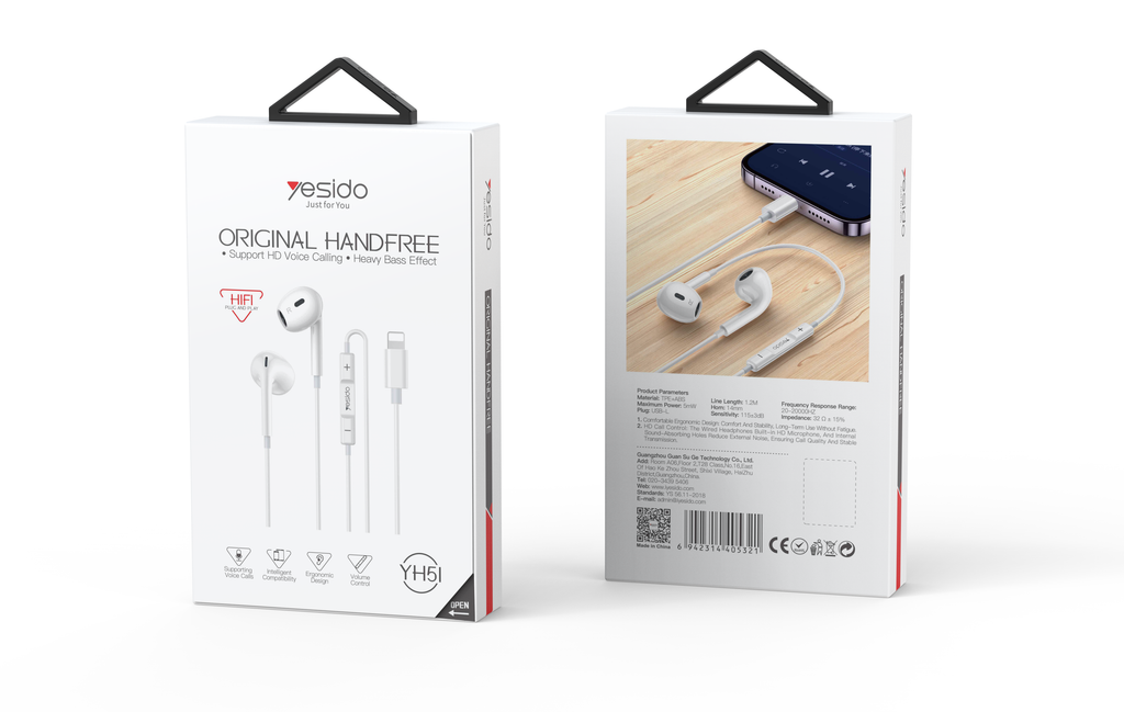 EARPHONE YESIDO YH51 WHITE