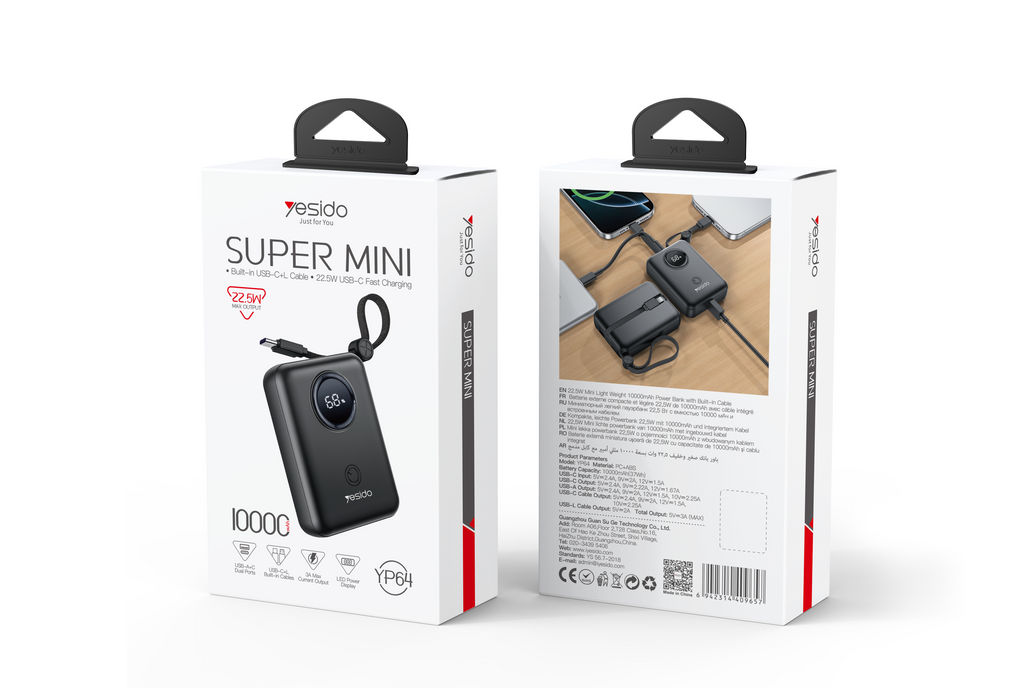 Power bank YESIDO YP64 BLACK