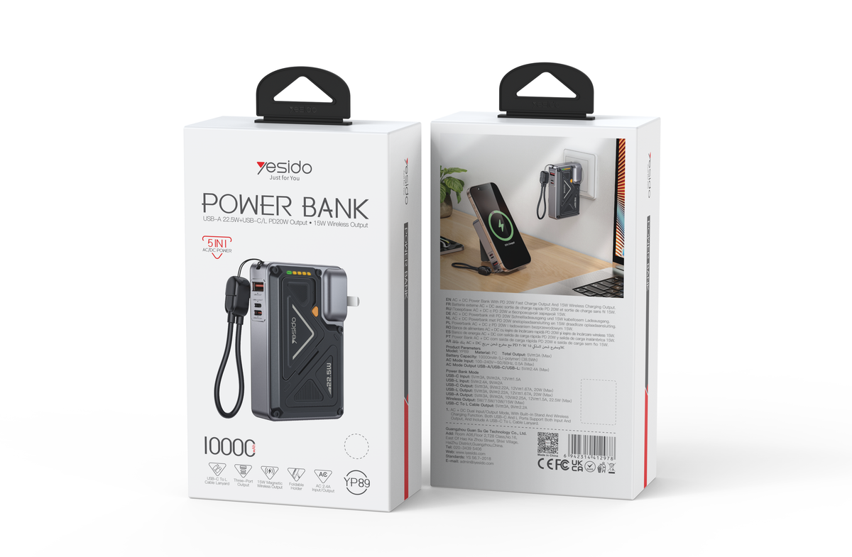 Power bank YESIDO YP89-EU BLACK