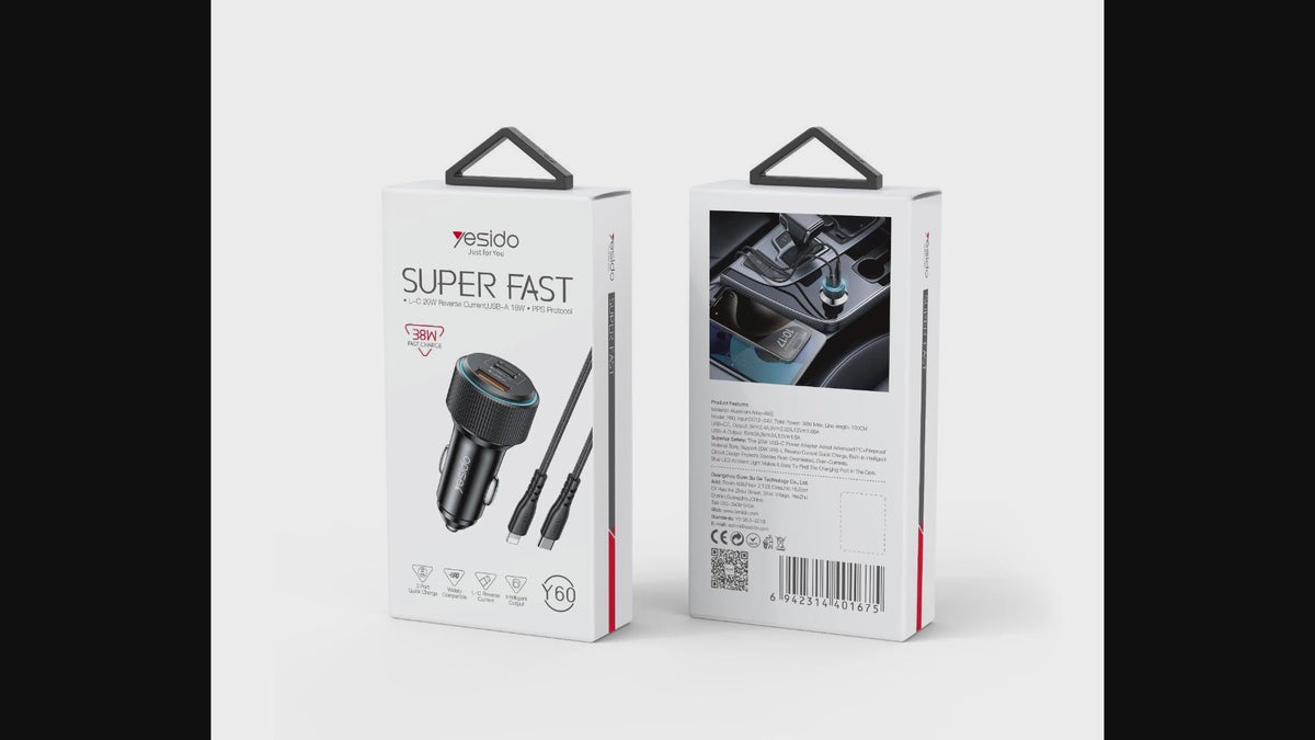 38W Fast Charging Car Charger Y60