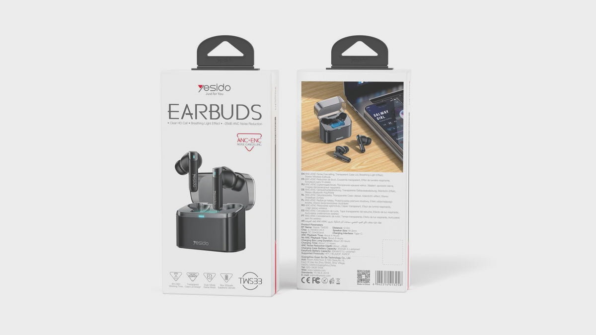 AIRPOD YESIDO TWS33 BLACK