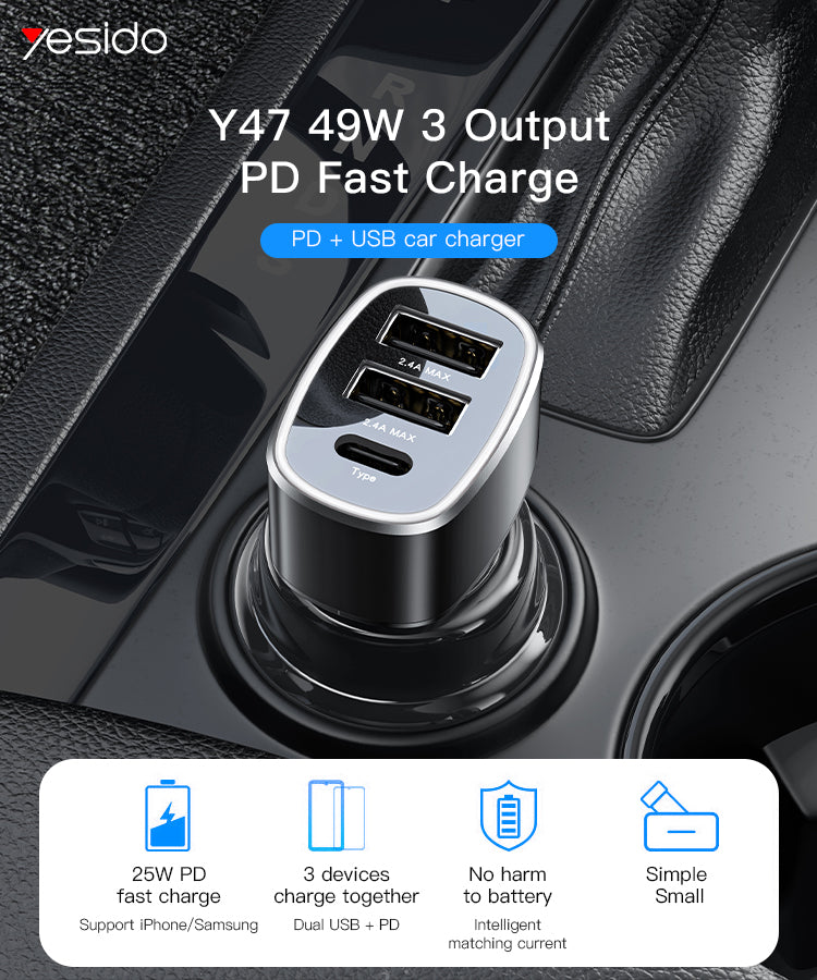 Car charger YESIDO Y47 BLACK
